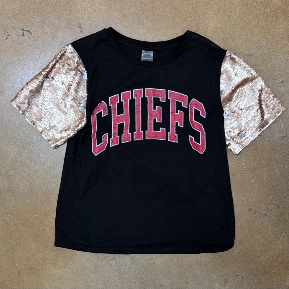 Gameday Couture Kansas City Chiefs Women’s Sz Small Sequin Sleeve Shirt Top